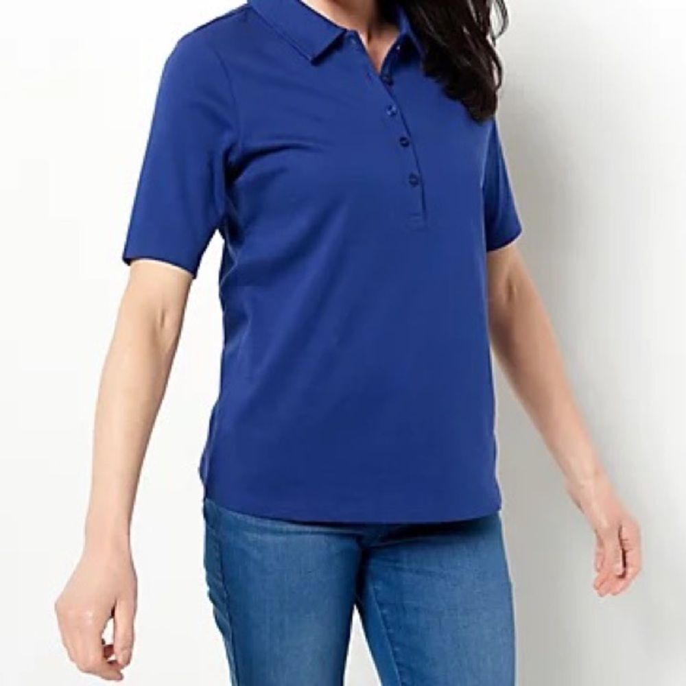 Isaac Mizrahi Live! Essentials Pima Cotton Collared Top